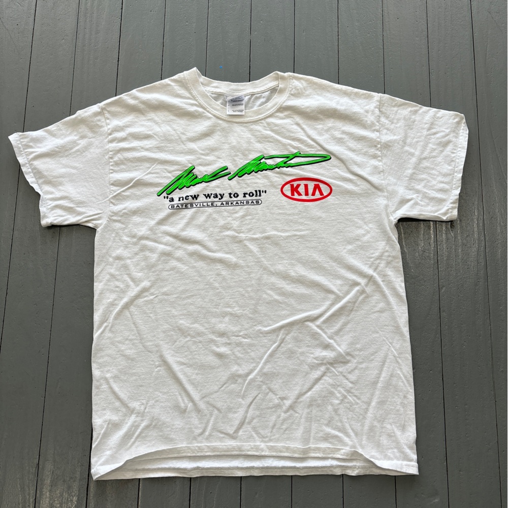 vintage Y2K mark martin shirt‎ mens large white green racing Batesville speedway